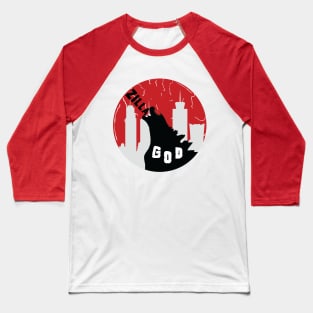 Angry Godzilla With Red Japanese Flag Baseball T-Shirt